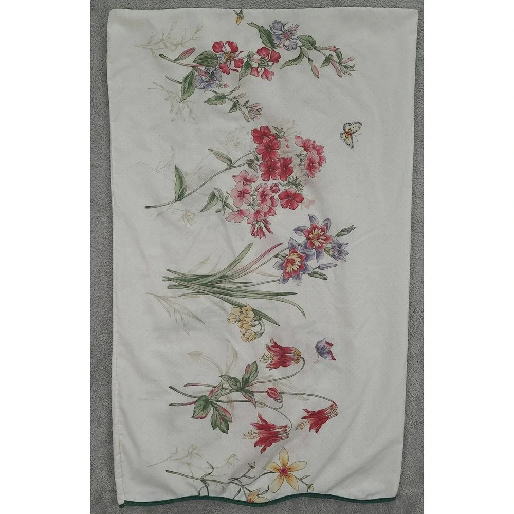 Floral Cotton Pillowcase Pair in White with Pink & Yellow Blooms